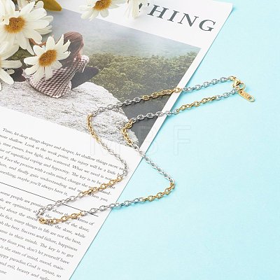 Two Tone 304 Stainless Steel Cable Chains Necklaces NJEW-JN03610-1