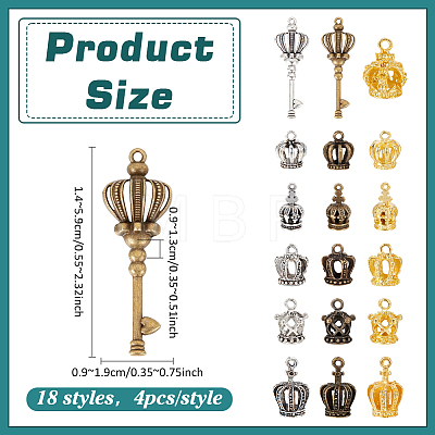 72Pcs 18 Styles Tibetan Style Alloy Pendants FIND-PH0061-87-1