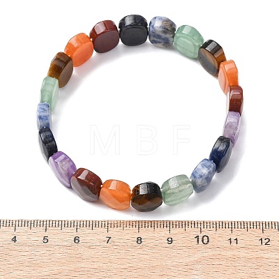Chakra Natural Mixed Gemstone Faceted Beaded Stretch Bracelets for Women BJEW-K251-07K-1