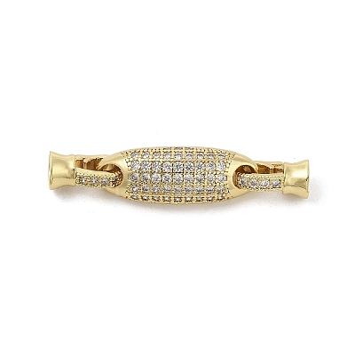 Brass Micro Pave Cubic Zirconia Fold Over Clasps KK-U059-15G-1