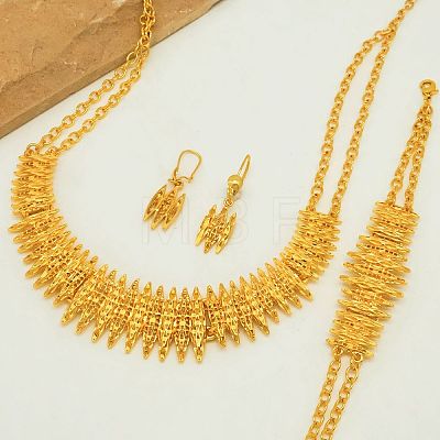 Vintage Alloy Spiked Fringe Bracelet & Necklace & Earrings Set for Women IV1181-1