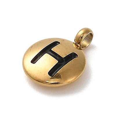 304 Stainless Steel Black Enamel Charms STAS-R009-01G-H-1