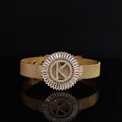 Brass Micro Pave Clear Cubic Zirconia Bangles for Women FS-WGA7409-32-1