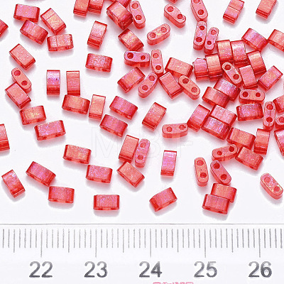 2-Hole Baking Painted Transparent Glass Seed Beads X-SEED-S031-M-254-1