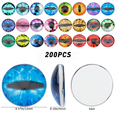 SUNNYCLUE 200Pcs Half Round/Dome Dragon Eye Printed Glass Cabochons GGLA-SC0001-55-1