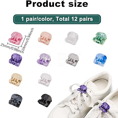 12 Pairs 12 Colors Plastic Shoelaces Buckle Lock FIND-FG0003-90-1