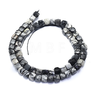 Natural Black Silk Stone/Netstone Beads Strands G-K310-B03-1