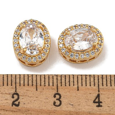 Brass Micro Pave Cubic Zirconia Beads KK-U037-07G-02-1