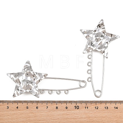 Textured Starfish 304 Stainless Steel Safety Pins Brooch Findings SA-CBA098D-16G-P04-1