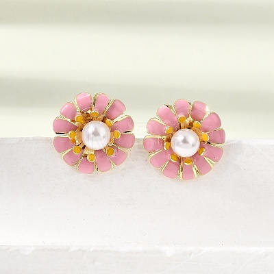 Brass Enamel Stud Earrings KK-CBA8324-27G-1