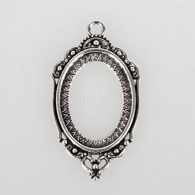 Vintage Tibetan Style Alloy Pendant Cabochon Bezel Open Back Settings TIBEP-O006-35AS-1