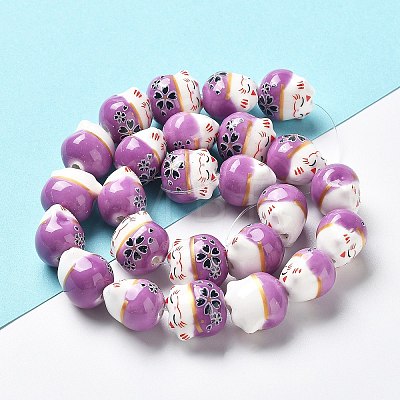 Handmade Printed Porcelain Beads PORC-G004-C10-1