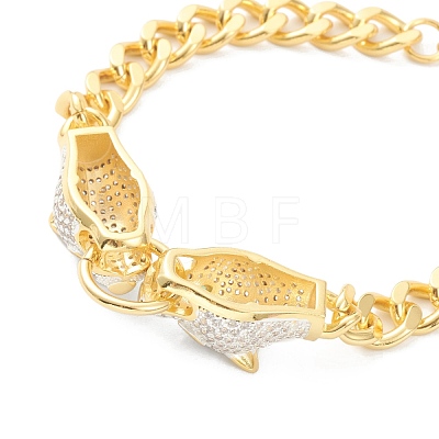 Brass Micro Pave Clear Cubic Zirconia Link Bracelets BJEW-F413-01G-1