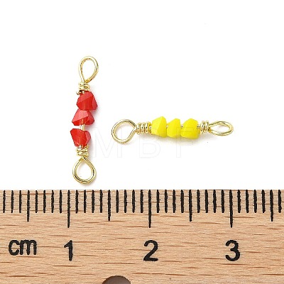 3 Faceted Glass Beads Connector Charms KK-D044-05G-1