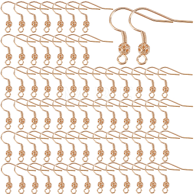 100Pcs Brass French Hooks with Coil and Ball KK-SC0003-61G-1