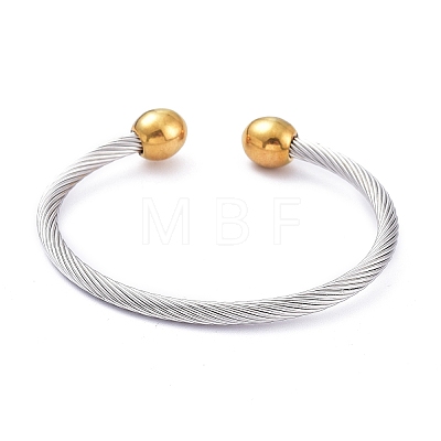 304 Stainless Steel Cuff Bangles BJEW-M284-12GP-1