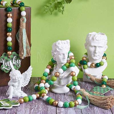 3Pcs 3 Style Wood Beaded Garlands HJEW-SZ0001-37-1