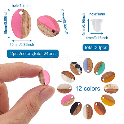 Craftdady 12Pairs 12 Colors Opaque Resin & Walnut Wood Stud Earring Findings MAK-CD0001-05-1