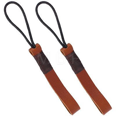 2Pcs Cowhide Leather Car Key Chain Pendant Decorations AJEW-CL0001-80C-1