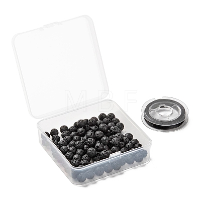 100Pcs 8mm Natural Lava Rock Beads Round Beads X1-DIY-LS0002-43-1