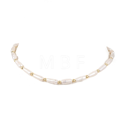 Natural Baroque Keshi Pearl Column Beaded Necklaces for Women NJEW-JN06235-1