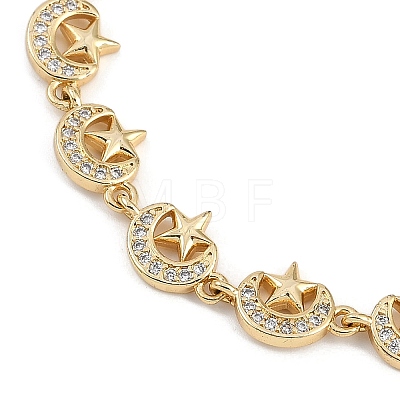 Brass Micro Pave Cubic Zirconia Link Bracelets for Women BJEW-U013-01G-02-1