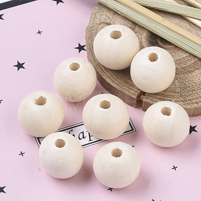 Natural Unfinished Wood Beads WOOD-S651-A14mm-LF-1