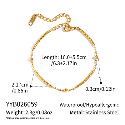 304 Stainless Steel Textured Curved Tube Link Chain Bracelets for Women QF6851-1