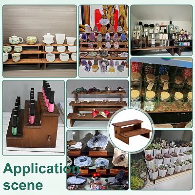 2-Tier Pine Wood Display Riser Stands for Cosmetic DJEW-WH0816-004A-1