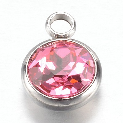 304 Stainless Steel Glass Rhinestone Charms X-STAS-G082-11-1