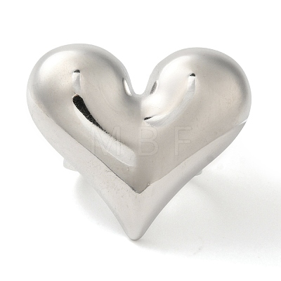 Non-Tarnish 304 Stainless Steel Heart Open Cuff Rings for Women RJEW-Z053-06P-1