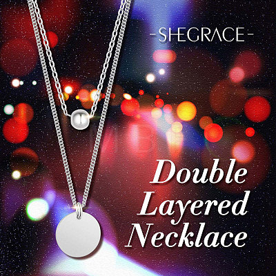 SHEGRACE Rhodium Plated 925 Sterling Silver Tiered Necklaces JN813A-1