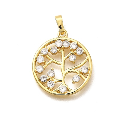 Rack Plating Brass Micro Pave Cubic Zirconia Pendants KK-L226-051G-04-1
