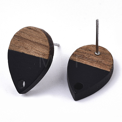 Resin & Walnut Wood Stud Earring Findings MAK-N032-002A-B01-1