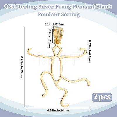 2Pcs Sterling Silver Pendant Cabochon Settings STER-BBC0009-46G-1