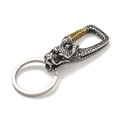 Tibetan Style 316 Surgical Stainless Steel Fittings with 304 Stainless Steel Key Ring FIND-Q101-22AS-1