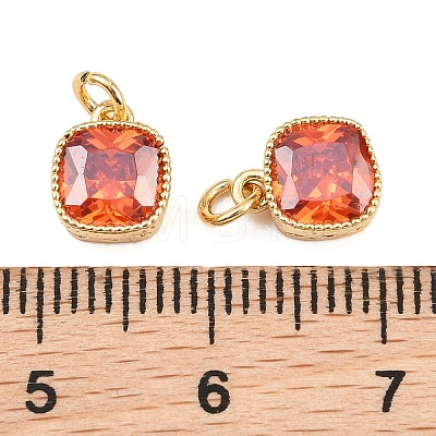 Brass Micro Pave Cubic Zirconia Charms KK-Q085-07G-04-1