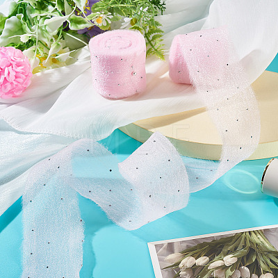 2Rolls Polyester Hot-fix Rhinestone Raw Edges Ribbon OCOR-TA0003-95E-1