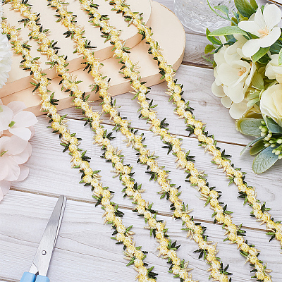 15 Yards Flower Polyester Embroidery Lace Ribbon OCOR-WH0070-77H-1