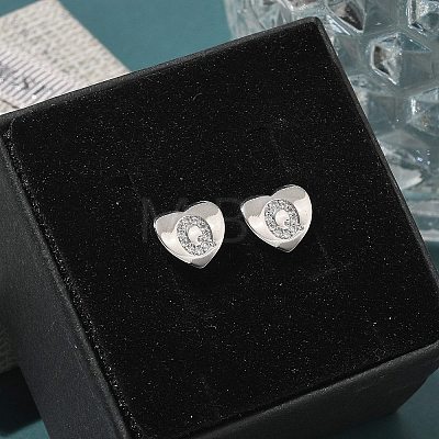 Rack Plating Brass Micro Pave Clear Cubic Zirconia Stud Earrings EJEW-K299-01P-Q-1