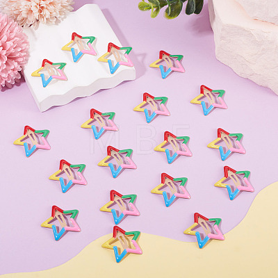 20Pcs Iron Enamel Snap Hair Clips for Girls PHAR-TADJ0001-09-1
