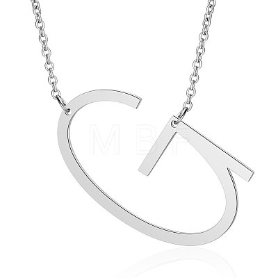 Non-Tarnish 201 Stainless Steel Initial Pendants Necklaces NJEW-S069-JN003D-G-1