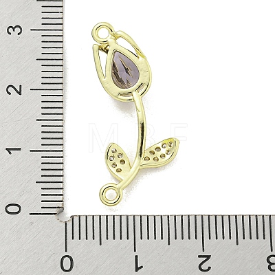 Rack Plating Brass Micro Pave Clear Cubic Zirconia Flower Connertor Charms KK-Z043-03D-1