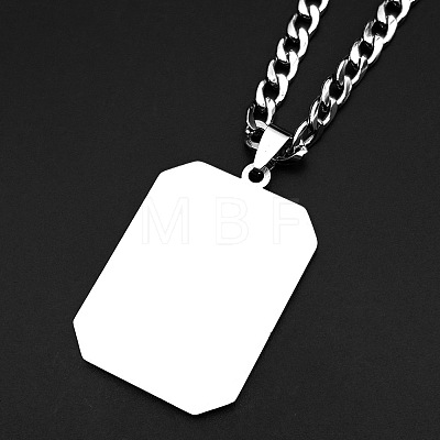 304 Stainless Steel Enamel Black Wolf Dog Tag Pendant Necklaces for Men WG9808E-01-1