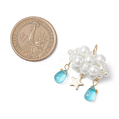Pearlized Glass Pearl Beads Pendants PALLOY-MZ01101-02-1