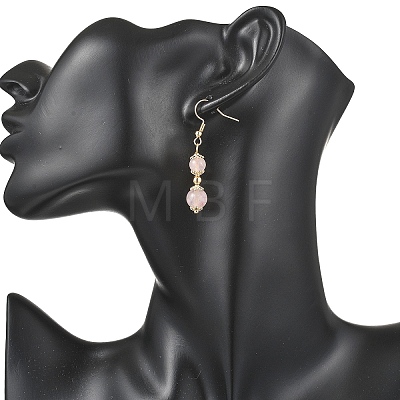 Natural Rose Quartz Round Dangle Earrings EJEW-JE06822-02-1