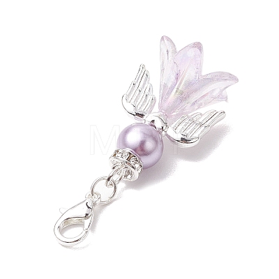 8Pcs 8 Colors Wedding Season Angel Glass Pearl & Acrylic Pendant Decorations HJEW-JM01916-1