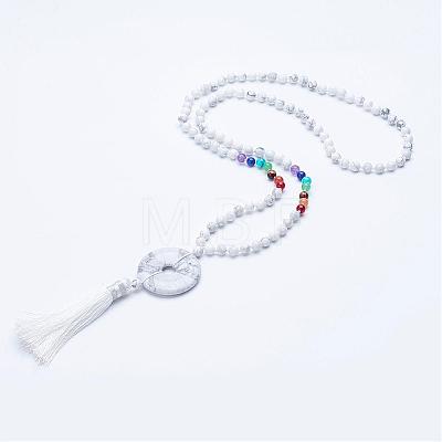 Natural Howlite Beaded Necklaces NJEW-P159-01-1