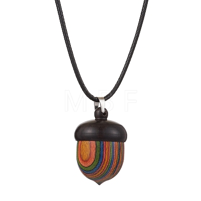 Spray Painted Wooden Acorn Box Pendant Necklaces NJEW-JN05035-1