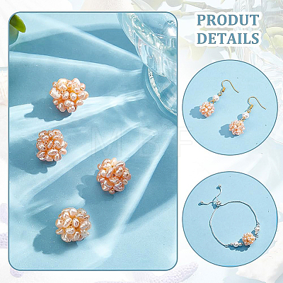 4Pcs Round Handmad Natural Pearl Woven Beads PEAR-BC0001-04-1